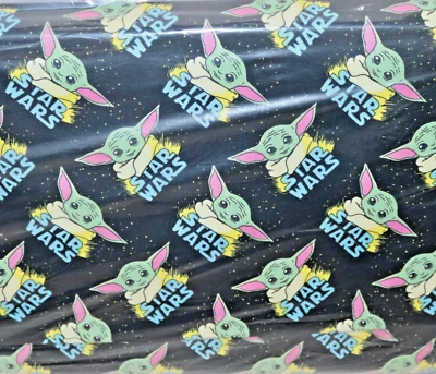 STAR WARS Mandalorian ~ The Child & Logo Pattern Cotton Fabric 1/4 Yard 9” X 44” - Image 1 of 4