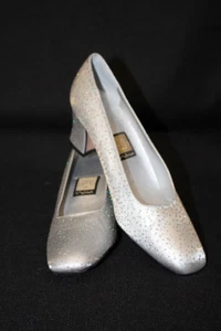 NINA Silver Sparkle "Confetti" Heels Womens Size 7M Spain-B80 - Picture 1 of 10