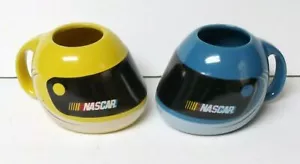 Lot of 2 NASCAR Cup Mug Racing Helmet Shape 2004 Sherwood Brand Yellow Blue - Picture 1 of 7