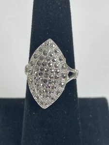 Bling Clear Bright Rhinestones Football Solid Plated Ring Size 7 Pre- Owned - Picture 1 of 13