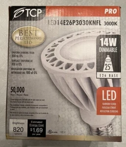 TCP PAR 30 75W equivalent LED 3000K 25 degree beam dimmable Floodlight, NEW - Picture 1 of 6
