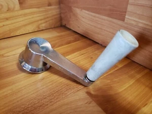 Wind Up Crank handle, Chrome body, White Plastic Handle - Picture 1 of 12