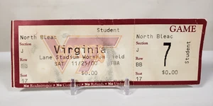 Biglietto studente vintage UVA vs. Virginia Tech con stub attaccato 11/25/2000 Vick QB - Foto 1 di 19
