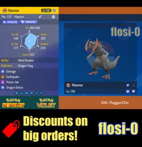 6IV Shiny Haxorus Pokemon Scarlet and Violet - Picture 1 of 1