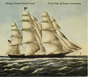 #UX107 25c Flying Cloud Ship Postal Card First Day Ceremony  Program - Picture 1 of 2