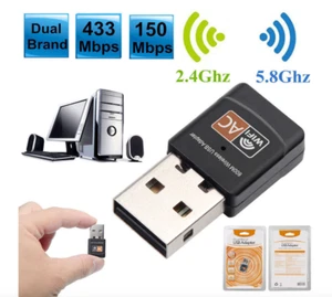 600Mbps Dual Band 2.4G / 5G Hz Wireless Lan USB PC WiFi Adapter 802.11AC NNN - Picture 1 of 1