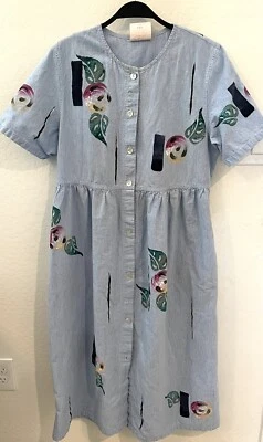 Vestido Alegre Play San Diego California Art To Wear pintado a mano abotonado talla L Foto 1 de 4