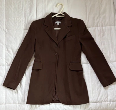 Blazer para mujer marrón 100 % cachemir, Andre' Barneys New York, talla 4/38 Foto 1 de 4