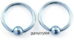 2 Blue Titanium Plated Over Surgical Steel CBR Captive Ring 16g 8mm - Picture 1 of 1