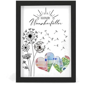 Wunscherfüller Geldgeschenk Bilderrahmen Holz Luwenzahn Wandmontage Geschenkidee - Bild 1 von 11