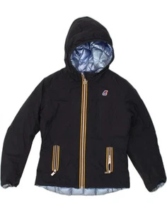 K-WAY Girls Hooded Reversible Padded Jacket 9-10 Years Navy Blue Polyester BZ93 - Picture 1 of 7