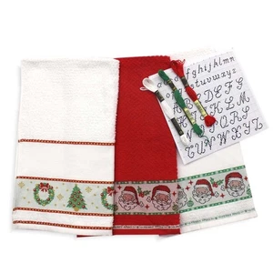 Stickerei Set Weihnachten mit Kreuzstich, 3 Geschirrtücher, 3 Matassinen und Alphabet - Bild 1 von 6