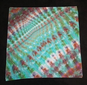 *BOGO* Green, Blue And Maroon Blooming Shibori Ice Dye Tie Dye Bandana - Picture 1 of 1