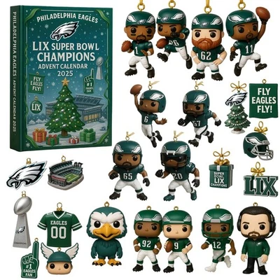 Eagles Super Bowl Champions LIX ADVENT CALENDAR 2025 Acrylic Ornaments 24 Days - Image 1 of 4