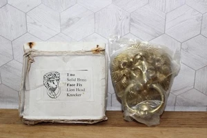 Vintage Solid Brass Lion Head Door Knocker – Face Fix Mount – New Old Stock - Picture 1 of 5