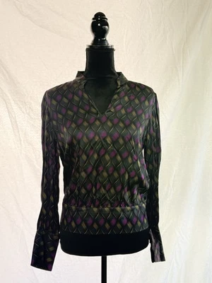 Blusa Etcetera tamanho 6 estampa abstrata manga longa gola V - Imagem 1 de 4