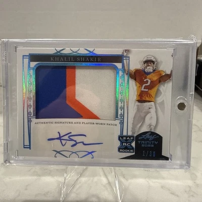 2022 Leaf Trinity #PA-KS1 Khalil Shakir Player Worn Patch Auto RC 1/30 - Image 1 of 2