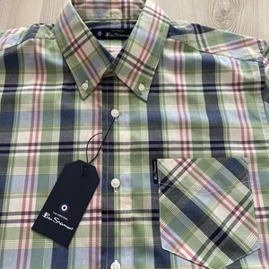 NWT Ben Sherman Shirt Short  Sleeves M checked design - Picture 1 of 8