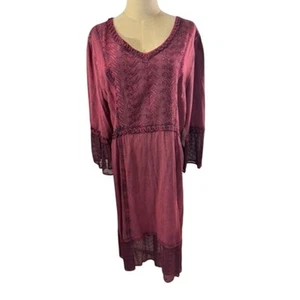 NWT!"GUNIT FASHIONS" Red Dress Emb. Flare Cuffs Lace Renaissance Goth Boho SZ XL - Picture 1 of 11