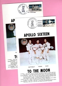 (2) - 5""X8"" cardsshowing the crew of Apolo 16 - Launch & Splashdown - Imagen 1 de 1