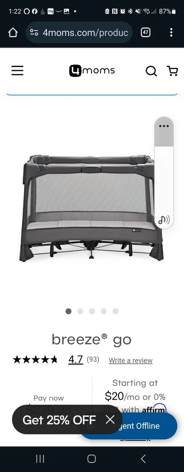 Parque de viaje portátil 4moms Breeze GO (2000766) Foto 1 de 1