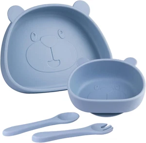 Piatto Con Ventosa per Bambini in Silicone,4 Pezzi Piastra Ciotola per Neonati C - Foto 1 di 12