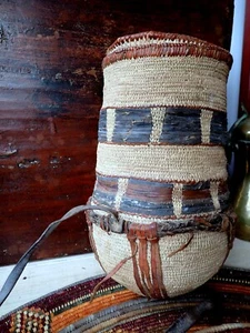 Fulbe Fulani Cestino Contenitore Coperchio Vintage Raro Pezzo da Museo Sudan Darfur - Foto 1 di 8