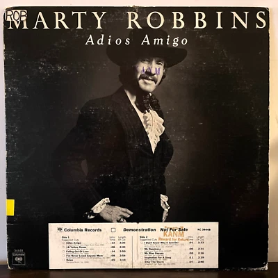 MARTY ROBBINS - Adios Amigo (1977 Promo) - 12" Vinyl Record LP - VG+ - Image 1 of 3