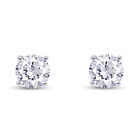 14K Solid White Gold 4mm Round Birthstone Stud Earrings with screw back