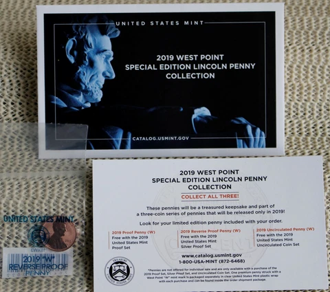 2019 W REVERSE PROOF Lincoln Shield One Cent Coin West Point Mint Package + COA Cover