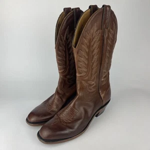 Boulet Men’s Western Cowboy Boots 8064 – Brown Leather | Size 9E Made in Canada - Picture 1 of 8