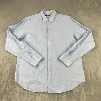 Theory Irving Shirt Men Large Skylight Blue Linen Long Sleeve Designer NWOT $225 - Image 1 of 4