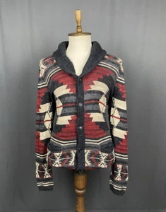RARO! Cárdigan Suéter Ralph Lauren Estampado Azteca Rojo Multicolor Chal Talla 2XL - Imagen 1 de 12
