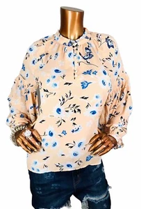 Ann Taylor S Top Floral Summer Prints 1/2 Button Up Shirt Blouse Long Slv Casual - Picture 1 of 10