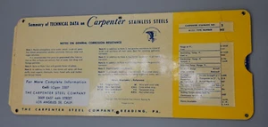 Carpenter Stainless Steel Reading PA Machinist Slide Rule Technical Data 1950 - Picture 1 of 6