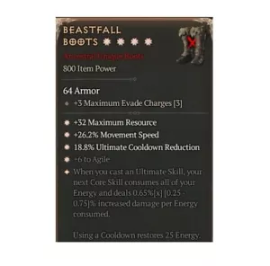 Diablo 4 S9 Beastfall Boots 4GA 0.65% Unique Boots Rogue Item Gear Equipment - Picture 1 of 4