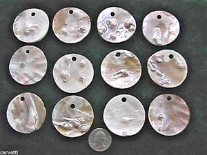 DOZEN 43mm-45mm Blister Pearl Oyster Secrete Focal Pendants (12) - Picture 1 of 1