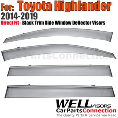Wellvisors Protector de Lluvia Deflectores Viseras Para Toyota Highlander 14-19 Borde Negro Foto 1 de 4