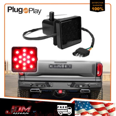 2'' Trailer Truck Hitch Towing Receiver Cover 15 LED Brake Light Cover W/ Pin US - Image 1 of 4