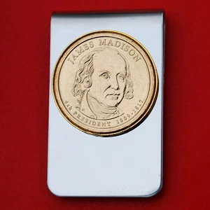 2007 Presidential Dollar BU Unc Coin Money Clip NEW - James Madison - Picture 1 of 20