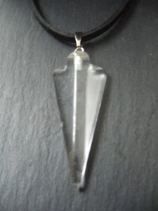 Clear Quartz Arrowhead Necklace Pendant Adjustable Cord Crystal Chakra Mens Gift - Picture 1 of 7