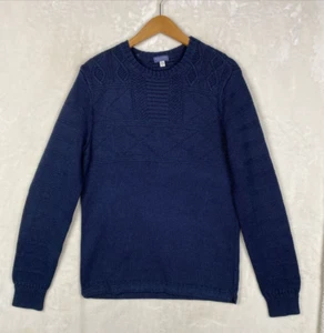 Club Monaco Sweater Mens Small Navy Cable Knit 100% Cotton Crew Neck Casual Work - Picture 1 of 13