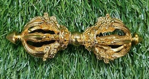 Metal Gold Plated Tibetan Buddhist Style 9 Prong dorjee/Vajra Ritual Tools - Picture 1 of 3