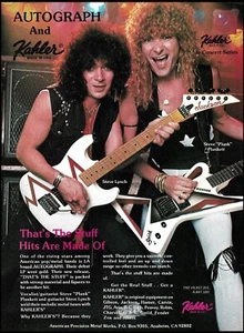Banda autógrafa Steve Lynch Steve Plunkett 1988 Kahler Trémolo impresión de anuncio - Imagen 1 de 3