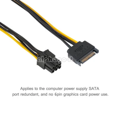Dual SATA 15P Stecker auf PCI-E 6 Pin Buchse Grafikkarte Netzteil Kabel 20cm - Bild 1 von 4