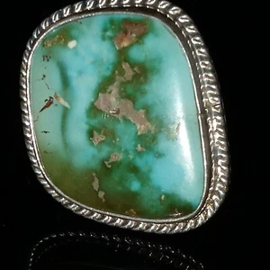  Size 8 Navajo Signed Royston Turquoise Sterling Handmade Ring Herman Vandever - Picture 1 of 12