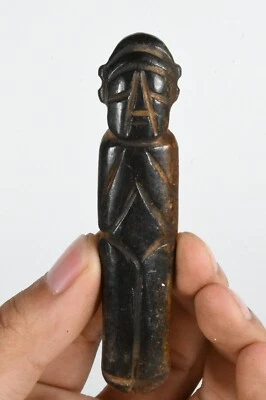 Colgante de hombre tallado en jade antiguo de la cultura china Hongshan de 3,7"" Foto 1 de 4