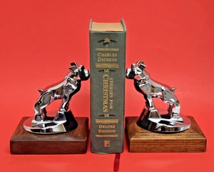 Vtg 5” MACK TRUCK BULLDOG Chrome Bookend Hood Ornaments (2) w/ Base Mounted EUC - Picture 1 of 14
