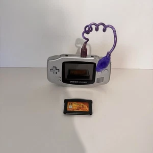 Nintendo Gameboy Advance Console Platinum Silver GBA + Game & Worm Light - Picture 1 of 16