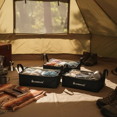 Slimbridge 3Pcs Camping Canvas Storage Bags Portable Caravan Adventure Organiser - image 1 of 4